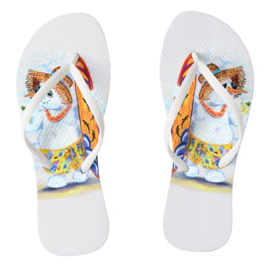 Grappige Sneeuwman Surfer Flip Flops (Voetbed)