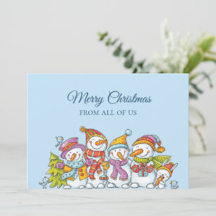 Grappige Sneeuwmannen Gelukkig Feest Kerstkaart