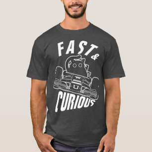 Grappige snelle nieuwsgierige rijkat t-shirt