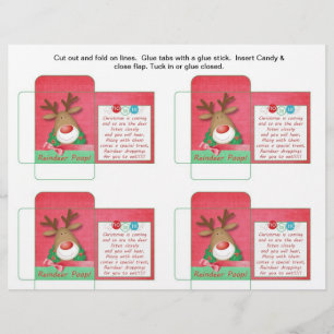 Grappige snoepzak Reindeer Poop met gezegde Flyer