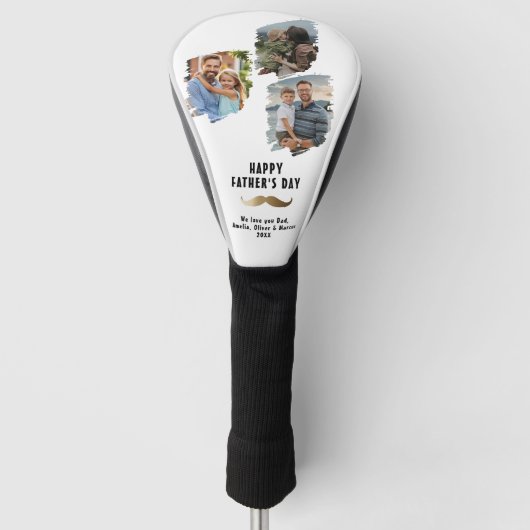 Grappige snor Happy Vaderdag 3 Foto Golfheadcover (Voorkant)