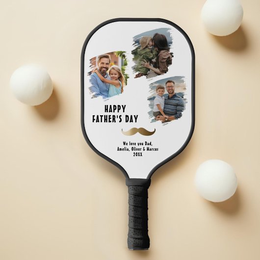 Grappige snor Happy Vaderdag 3 Foto Pickleball Paddle