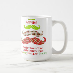Grappige snor kerstboom vakantie mok