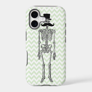 Grappige Snor op Skelet LIME iPhone Hoesje
