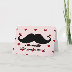 Grappige snor Valentijnsdag hipster harten kaart