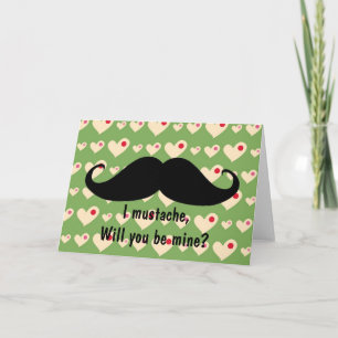 Grappige snor Valentijnsdag hipster harten kaart