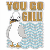 Grappige snor zeemeeuw ga je meeuw sticker (Voorkant)