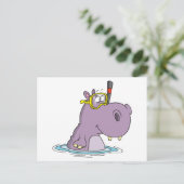 grappige snorkelen zwemmen hippo briefkaart (Staand voorkant)