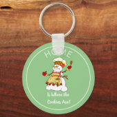 Grappige Snow Lady Cookie Chef Magnet Sleutelhanger (Voorkant)