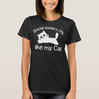 Grappige Sociale Batterij 0% Lijkt Op Mijn Kat T-shirt
