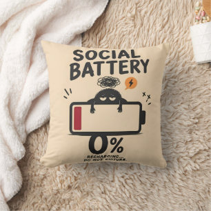 Grappige sociale batterij 0 procent oplaadbare tru kussen