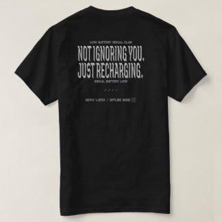 Grappige sociale batterij citaat typografie t-shirt