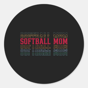 Grappige Softbal Moeder Gelaagde Tekst Moeder Mama Ronde Sticker