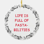 Grappige Spaghetti Pun Kerstmis Keramisch Ornament (Achterkant)