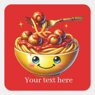 Grappige spaghetti tekst toevoegen vierkante sticker