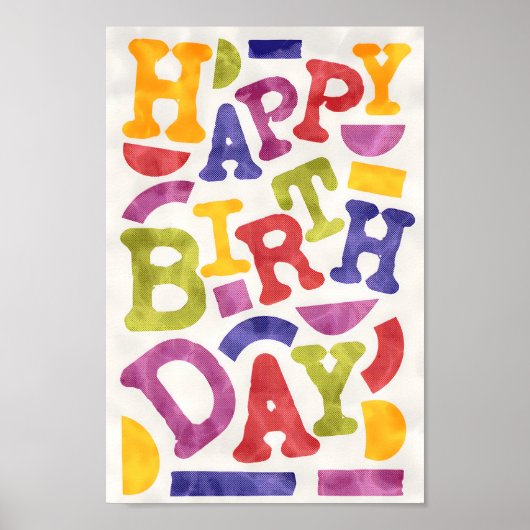 Grappige, speelse en kleurrijke kinderen verjaarda poster (Voorkant)