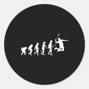 Grappige Speler Evolutie Theorie Badminton Ronde Sticker