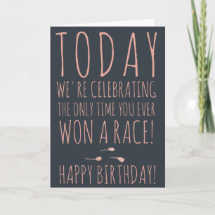 Grappige spermacursus roos gouden script Happy Bir Kaart
