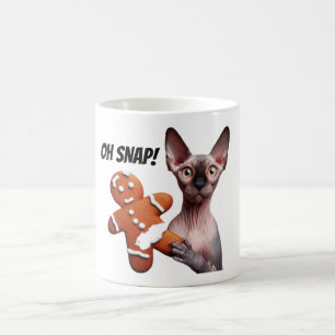 Grappige Sphynx Cat Gingerbread Cookie Oh Snap Koffiemok
