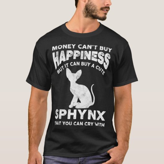 Grappige Sphynx Kat Liefhebber Geld Cant Kopen Gel T-shirt (Voorkant)