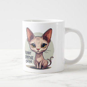 Grappige Sphynx Kat Vader Cartoon Kunst Extra Grote Beker