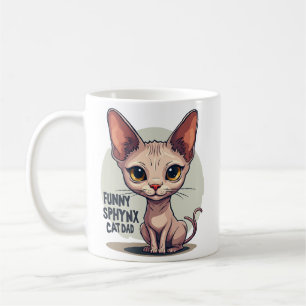 Grappige Sphynx Kat Vader Cartoon Kunst Koffiemok
