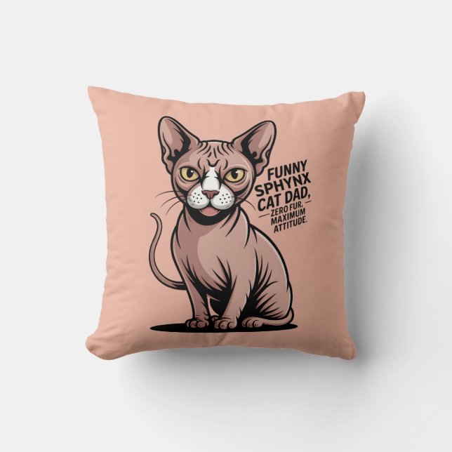 Grappige Sphynx Kat Vader Vector Kunst Kussen (Voorkant)