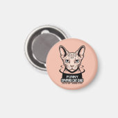 Grappige Sphynx Kat Vader Vector Kunst Magneet (Voorkant / Achterkant)