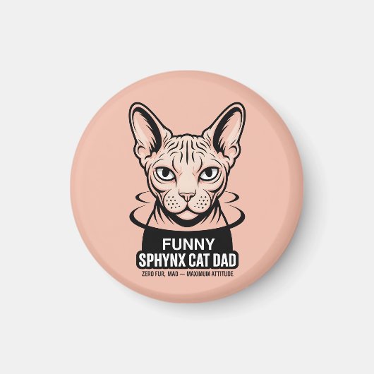 Grappige Sphynx Kat Vader Vector Kunst Magneet (Voorkant)
