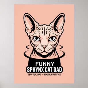 Grappige Sphynx Kat Vader Vector Kunst Poster