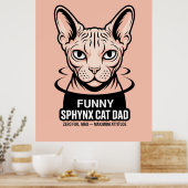 Grappige Sphynx Kat Vader Vector Kunst Poster (Keuken)