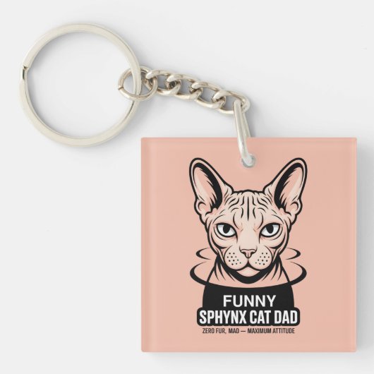 Grappige Sphynx Kat Vader Vector Kunst Sleutelhanger (voorkant)