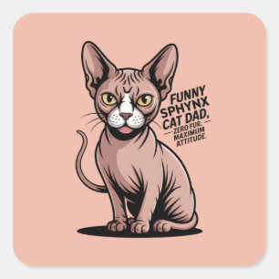 Grappige Sphynx Kat Vader Vector Kunst Vierkante Sticker