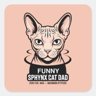 Grappige Sphynx Kat Vader Vector Kunst Vierkante Sticker
