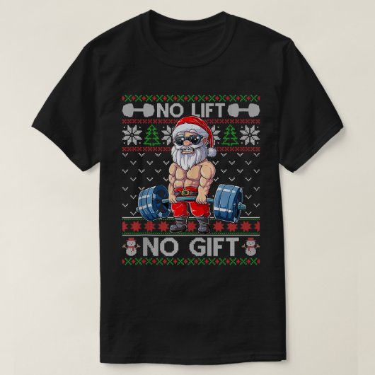 Grappige Spier Kerstman Opheffen Kerst Lelijke Ker T-shirt (Design voorkant)