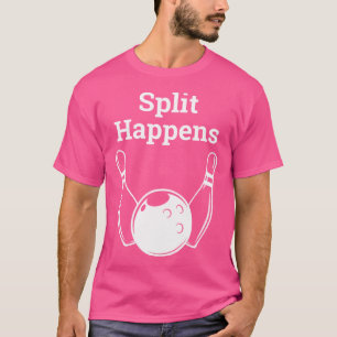 Grappige split gebeurt bowlen t-shirt