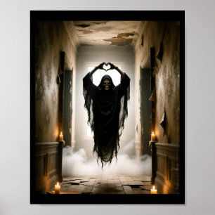 Grappige spook hart handen eng gezicht halloween poster