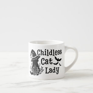 Grappige Spooky Cut Kinderloze Kattenvrouw Espresso Kop