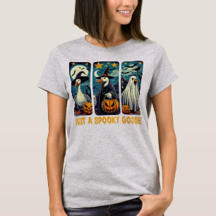 Grappige Spooky Goose Halloween Witch Pumpkin Art T-shirt