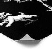 Grappige Spooky Humor Halloween Skeleton Chasing D Poster (Hoek)