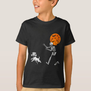 Grappige Spooky Humor Halloween Skeleton Chasing D T-shirt