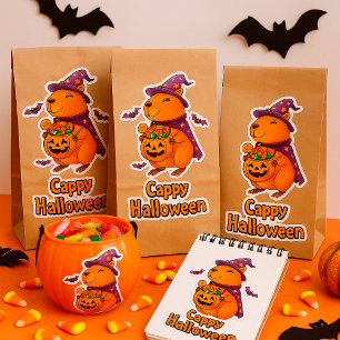 Grappige Spooky Schattigee Capybara Witch Wizard Sticker