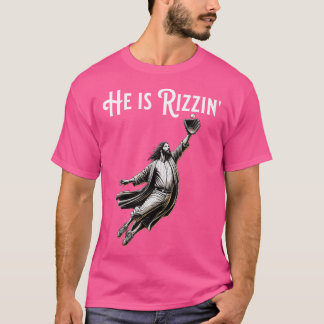 Grappige sport rizz hij is rizzin jezus spelen bas t-shirt