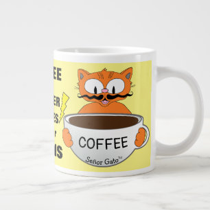 Grappige spreuk Cartoon Kat Extra Grote Beker