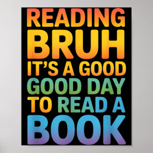 Grappige spreuk goede dag lezen boek regenboog poster