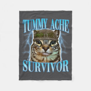 Grappige spreuk Katten Buikpijn Overlevende Kat Me Fleece Deken