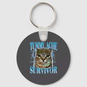 Grappige spreuk Katten Buikpijn Overlevende Kat Me Sleutelhanger