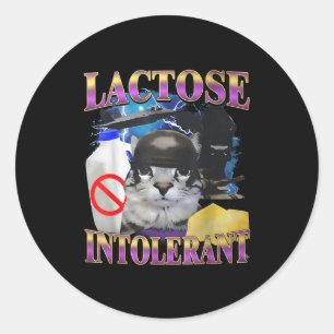 Grappige spreuk lactose intolerant grappige kat me ronde sticker