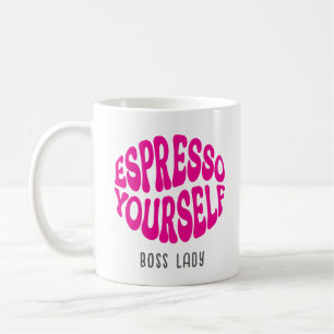 Grappige Spreuk Moderne Espresso Zelf Retro Naam Koffiemok