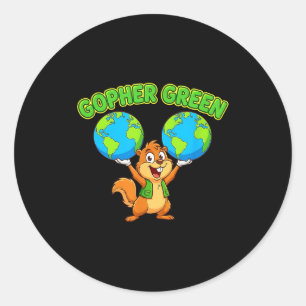 Grappige spreuk over Aardedag Gopher groene cartoo Ronde Sticker